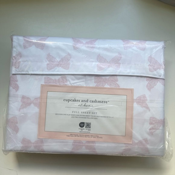 NEW! CUPCAKES & CASHMERE Lace Bow Sheet Set light pink-full size - Picture 1 of 4